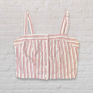 Brandy Melville Astrid Cropped Tank Button Down Red and White Stripes